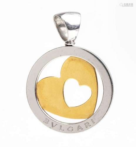Tondo heart gold and steel Pendant - mark of BULGARI