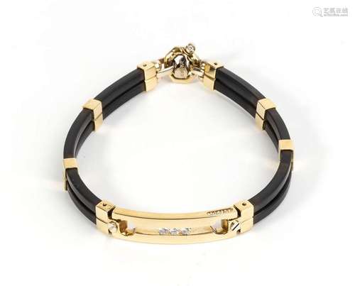 Men's gold diamond and rubber bracelet - mark of  BARAKA'