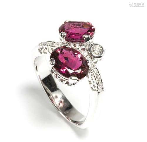 Tourmaline diamond contrariè gold ring - mark of PONTE VECCH...