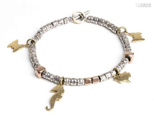 Mini grain sterling silver gold bracelet - mark of POMELLATO...