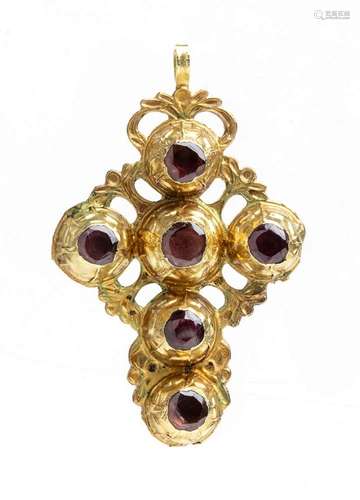 Italian gold and garnet pendant cross - 16th-17th century