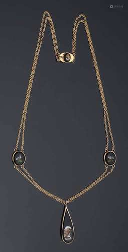 Italian gold and micromosaic necklace - 19th century