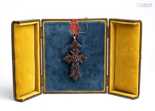 Italian gold and garnet pectoral cross - 19th century