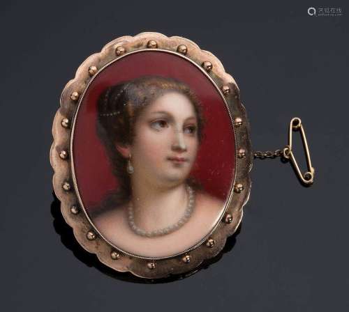 English Victorian gold miniature brooch - late 19th century