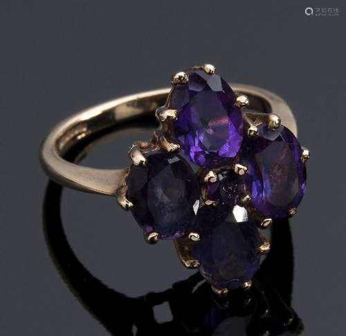 English gold and amethysts ring - Birmingham 1942