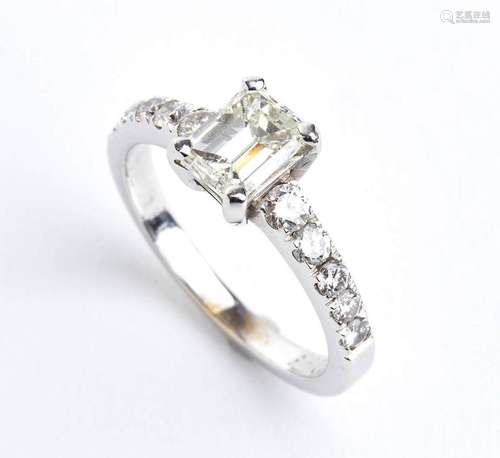 Gold emerald cut diamond ring