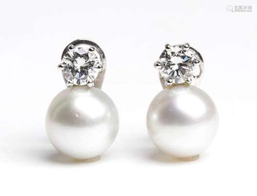 Australian pearl diamond gold earrings