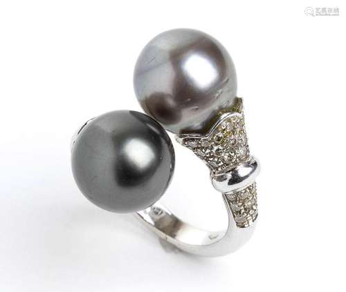 Tahitian Pearl Diamond Gold Contrariè Ring