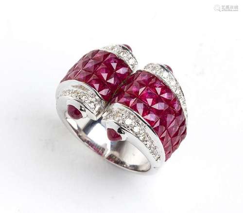 Ruby diamond band gold ring