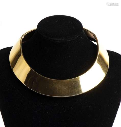 RIGID CHOKER YELLOW GOLD FLAT NECKLACE