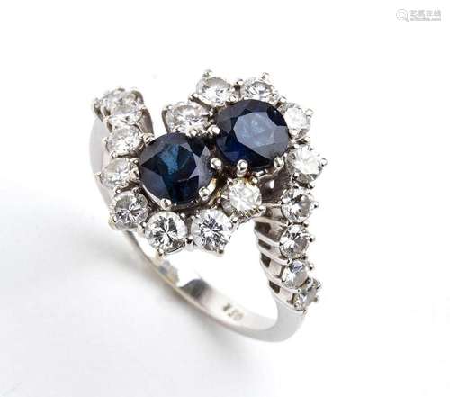 Sapphires diamond contrary gold ring