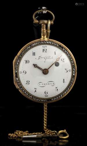 Gilt and diamond Pocket watch - FRERES GILLET a Geneve