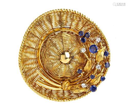 Sapphires diamond gold hat brooch - mark of TIFFANY & Co...
