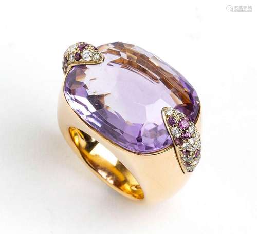 amethyst diamond rose gold band ring - mark of POMELLATO