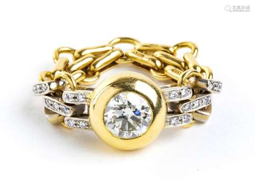 Diamond gold grumette link ring - mark of POMELLATO