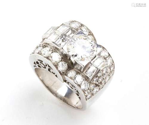 Art Deco' platinum diamond ring - 1930s