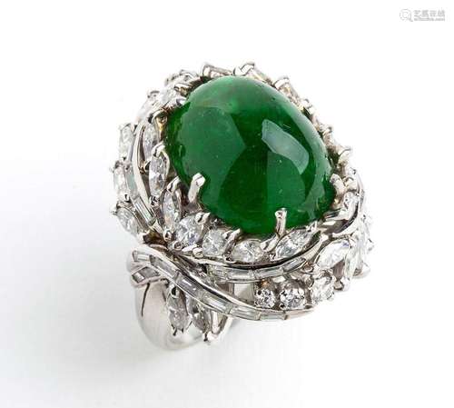 Emerald diamond gold ring