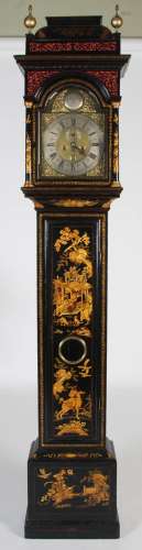 An 18th century black lacquer longcase clock, Joshua Alsop, ...