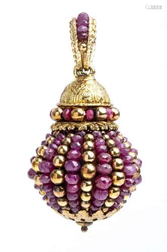 Gold and ruby "pine cone" pendant