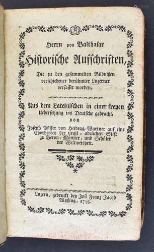 Balthasar, Joseph Anton Felix von. Historische Aufschriften,