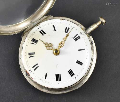 Grosse silberne Spindeltaschenuhr