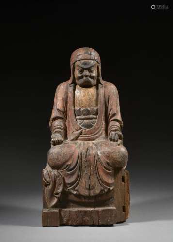 STATUE DE DARUMA EN BOIS LAQUÉ Japon, époque Edo (1603-1868)