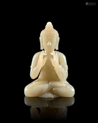 STATUETTE DE BOUDDHA EN JADE CÉLADON Chine