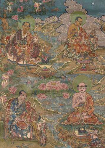 PETIT THANGKA DE LUOHAN Tibet, XXe siècle