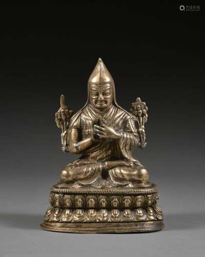 STATUETTE DE TSONGKHAPA EN BRONZE, Chine, dynastie Qing (164...