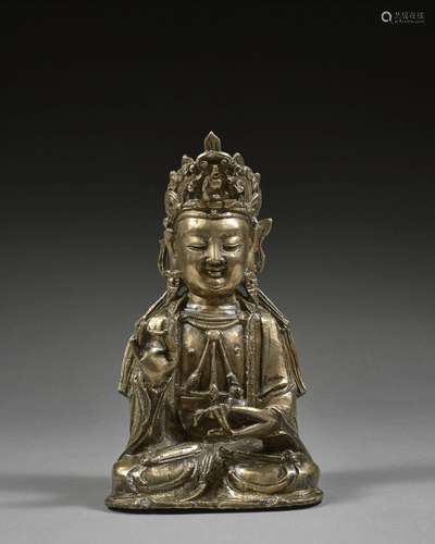 STATUETTE DE BODHISATTVA EN BRONZE, Chine, XVIIe siècle