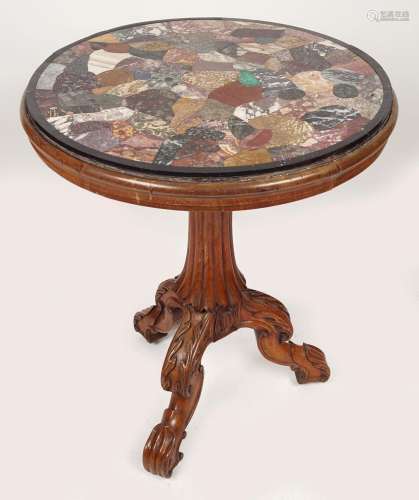 19TH-CENTURY ROSEWOOD SPECIMEN MARBLE TABLE
