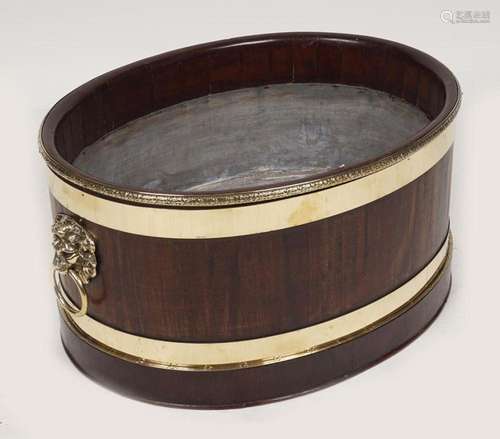 LARGE BRASS BOUND MAHOGANY LOG BARREL