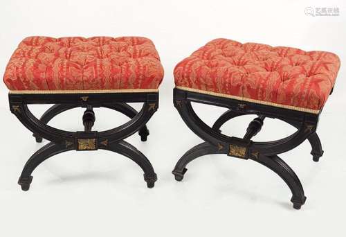 PAIR 19TH-CENTURY X-FRAMED STOOLS