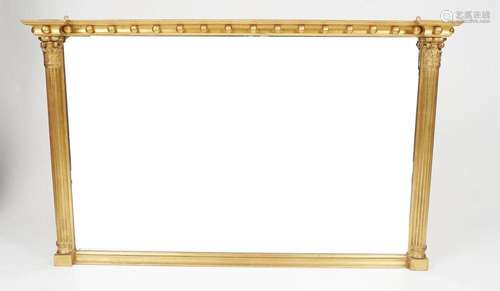 REGENCY STYLE GILT FRAMED OVERMANTEL MIRROR