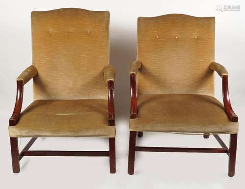 PAIR 19TH-CENTURY MAHOGANY GAINSBOROUGH CHAIRS