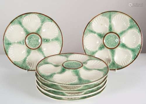 SET OF 6 CHANTILLY MAJOLICA OYSTER PLATES