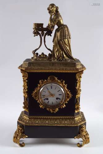 19TH-CENTURY FRENCH ORMOLU & MARBLE MANTEL CLOCK