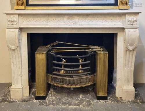 19TH-CENTURY LOUIS XV STYLE MARBLE CHIMNEY PIECE