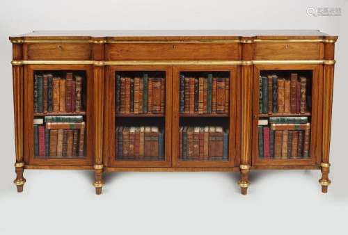 19TH-CENTURY ROSEWOOD & PARCEL GILT BOOKCASE