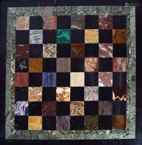 19TH-CENTURY SPECIMEN MARBLE CHESS BOARD