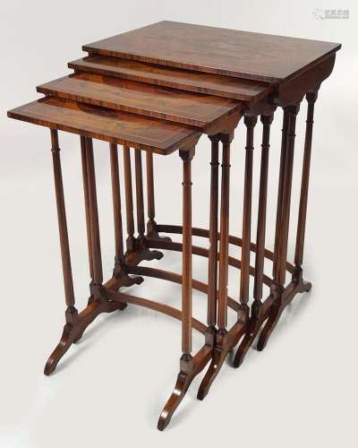 NEST OF ROSEWOOD & PAINTED QUARTETTO TABLES