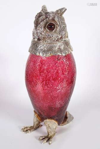 CRANBERRY GLASS & SILVER-PLATED CLARET JUG