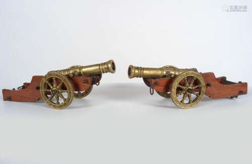 PAIR OF BRASS CANNONS