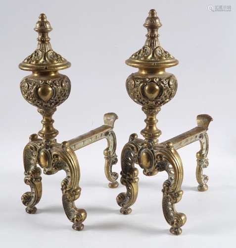 PAIR 19TH-CENTURY LOUIS XV STYLE FIRE DOGS