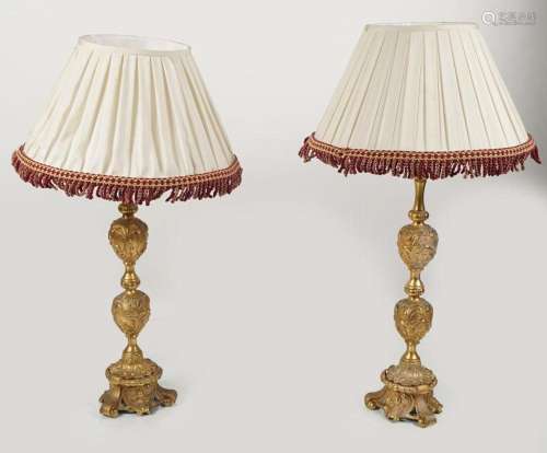 PAIR LARGE ORMOLU TABLE LAMPS
