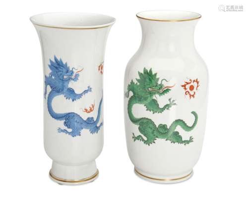 Two Meissen porcelain "Ming Dragon" vases