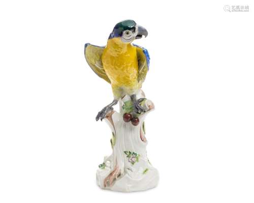 A Meissen porcelain parrot figure