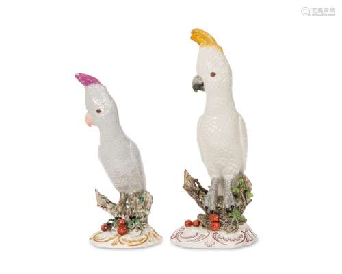 Two Nymphenburg porcelain cockatoo figures