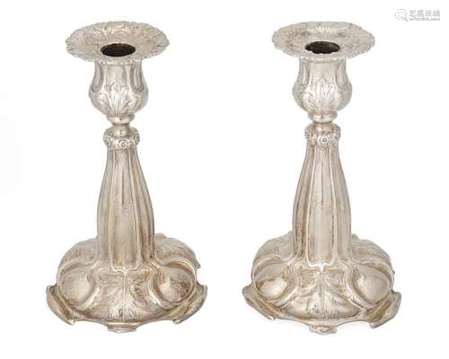 A set of Gorham Martele silver candlesticks