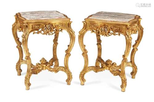 A pair of French Louis XV-style side tables